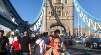 Cathleen at Tower Bridge